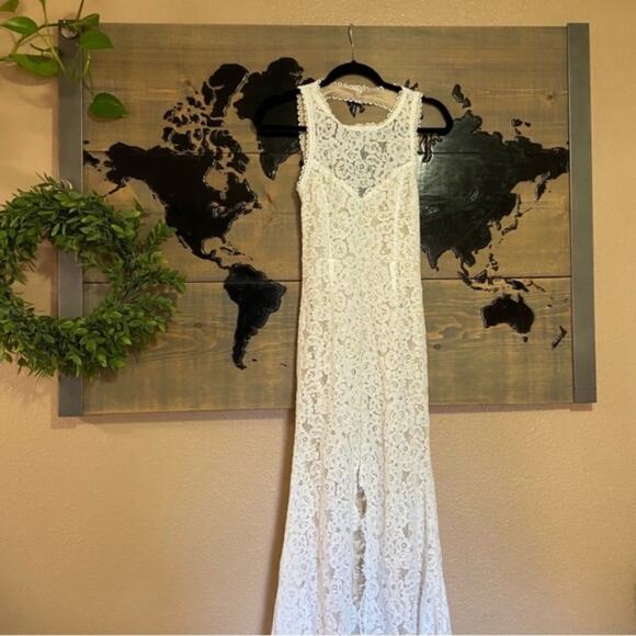 Lulu's White Lace Open Back Wedding Dress - Picture 16 of 16